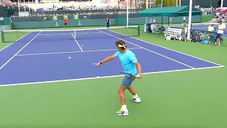 Rafael Nadal Intense Hitting Court Level View - Indian Wells & Miami ATP Tennis Practice