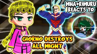 MHA/BNHA+Rimuru Reacts To Giorno Giovanna VS. All Might || Gacha Club ||