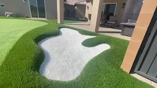 Gorgeous Custom Backyard Putting Green with Bunkers by Back Nine Greens in Indio, California.