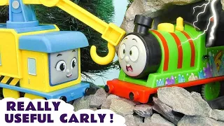 Carly shows that she is a Really Useful Engine to the toy trains