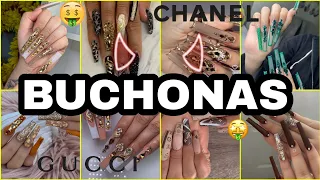 Uñas Buchonas con Piedras Swarovski 2024💖🤑Tendencia Uñas Acrílicas Decoradas Elegantes y Lujosas✨