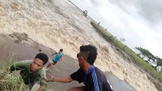 tidak sempat lari dari amukan ombak bono (Tidal Bore) sungai kampar 🇮🇩