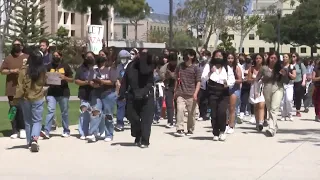 UCSB students walk out and camp out in protest