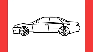 How to draw a TOYOTA MARK 2 easy | Drawing toyota mark ll JSX90 from the side