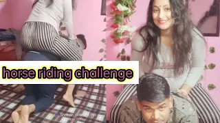 Horse 🐎 riding challenge on bed//funny video