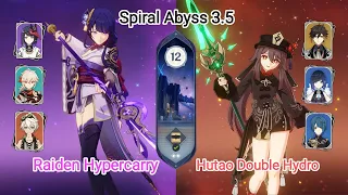 C0 Raiden Hypercarry & C0 Hutao Double Pyro - Spiral Abyss 3.5 - Floor 12 9 star | Genshin Impact