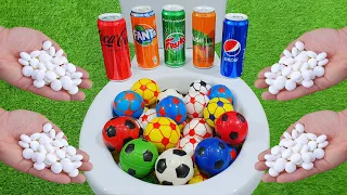 Football VS Coca Cola Zero, Fuse Tea, Fanta, Fruko, Pepsi and Mentos in the toilet