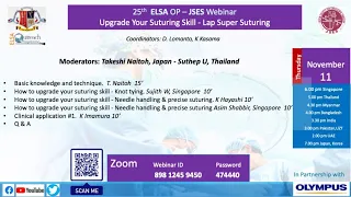 ELSA 25 JSES Webinar : Lap Super Suturing Recording November 11, 2021