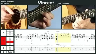 Vincent - (Don Mclean) - Chet Atkins - Guitar Tutorial Slow Played Tabs & Score