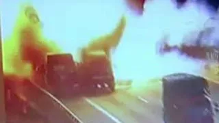 Truck carrying flammable paint explodes in massive fireball