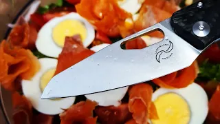 Нож KUF 3.0 EDC Liong Mah Design. Салат из лосося