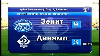 Зенит 9-3 Динамо. 1/8 Кубка России 2007/2008
