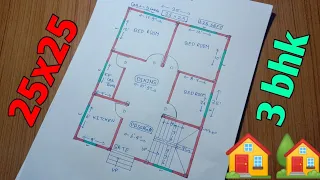 25x25 Small house plan 2022 // 3 bedroom house design // 625 sqft ghar ka naksha