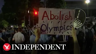 Protesters gather outside Tokyo stadium ahead of Olympics closing ceremony