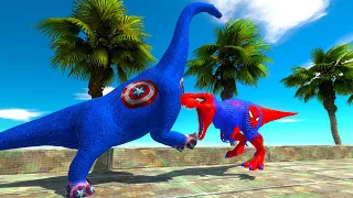 SPIDER-MAN T-REX vs BRACHIOSAURUS vs HULK OASIS DEATH RUN - ARBS