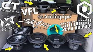 Best $100 Subwoofer?? Best BANG For The Buck? |Skar| Sundown|AudioPipe|Soundqubed|NVX|VFL|CT Sounds