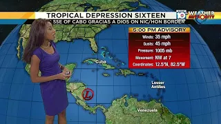 Tropical depression forms in southwestern Caribbean Sea