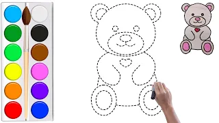 Teddy Bear Tracing, Drawing & Coloring | Learn Colors for Kids 🧸 | Magic Art 🎨