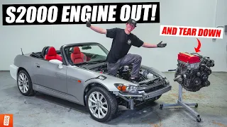 Building A Turbocharged Honda S2000 AP2 - Part 3 - Engine Out & Tear Down!