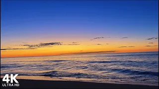 Calming Sound of Waves - Sunrise at the Beach | 4K Ultra HD