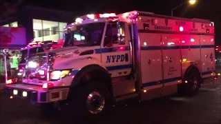 NYPD ESU REP Truck, ESU Truck 4 Support Truck & ESU Police Car Responding To A Major Gas Explosion