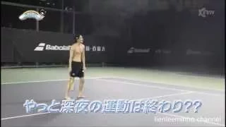 Lee Min Ho 이민호 PART 7 Playing tennis Shirtless and Barefoot with his staff in Beijing 2013