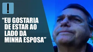 Bolsonaro chora em discurso por vídeo na posse de Michelle no PL Mulher