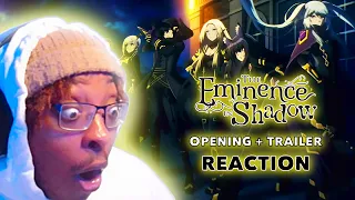 "MC GIVING ME PSYCHO VIBES" !! || The Eminence in Shadow OPENING + TRAILER REACTION!