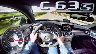 Mercedes AMG C63 S Coupe ACCELERATION & TOP SPEED POV Autobahn by AutoTopNL