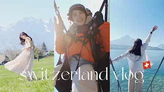 (eng) Switzerland Travel Vlog 瑞士自由行🇨🇭 | Paragliding | hotel Cabana | food hunting vlog 🏔️✨