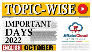 October 2022 - Important Days | English | AffairsCloud