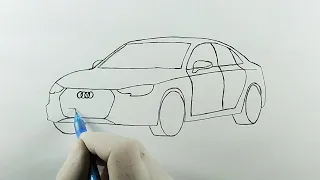 Audi A4 araba çizimi | Drawing an Audi A4 car | How to draw Audi A4. | How to draw an Audi car