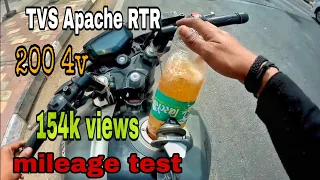 Tvs Apache RTR 200cc 4v 1 litre petrol mileage test ( 2019)