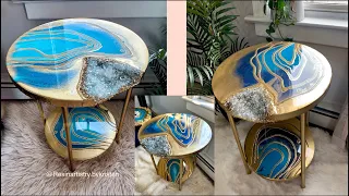 💓 Alternative to resin art table using cheaper materials 💓|  DIY Side Table |  Fashion Pixie