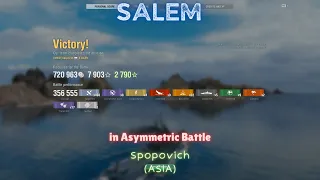 {Replay | 13.3}Tier 10 CA USS Salem by Spopovich(ASIA) in Asymmetric Battle - 356k damage & 9 kills