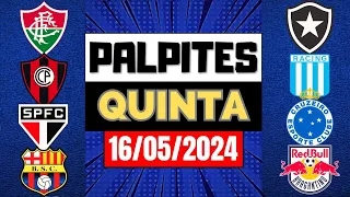 PALPITES DE FUTEBOL PARA HOJE 16/05/2024 QUINTA FEIRA