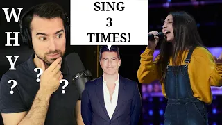 AGT Girl Singing 3 Times - Simon MAKES Her Choose A NEW Song! - Ashley Marina - Vocal Coach Reacts