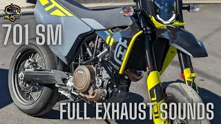 Husqvarna 701 Supermoto Full Exhaust Sound Clips.