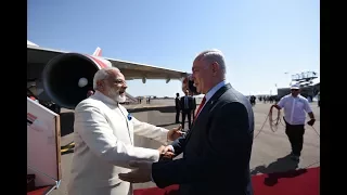 PM Modi  arrives to a warm welcome in Tel Aviv, Israel