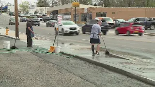 Business owners along Manchester Road clear remnants of flash flooding in Rock Hill