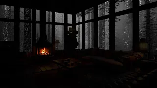 Cozy Cabin Space With Soft Rain Sounds 💧 Relaxing Rain And Fireplace Sounds