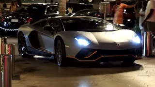 Lamborghini Aventador LP780 4 Ultimate Roadster driving and walk around at Place du Casino in Monaco