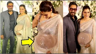 3rd Time Pregnant Kajol Devgan Flaunting her Baby Bump at Sidharth & Kiara Grand Wedding Reception