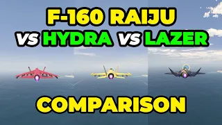 F-160 RAIJU Vs Hydra Vs Lazer | COMPARISON - GTA Online Mercenaries