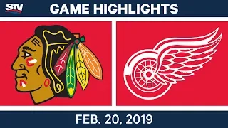 NHL Highlights | Blackhawks vs. Red Wings - Feb 20, 2019