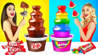 Chocolate Fountain Fondue Challenge | Crazy War Rich Food vs Broke Food by X-Challenge