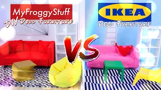 VERSUS: Ikea Doll Furniture VS DIY Doll Furniture - Couch | Chair | Shelves | Rug & more