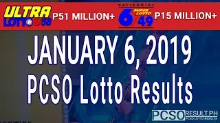 PCSO Lotto Results Today January 6, 2019 (6/58, 6/49, Swertres, STL & EZ2)