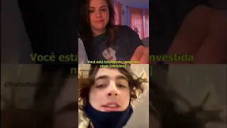 Selena Gomez and Timothée Chalamet during an Instagram live stream.