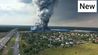 Drone footage of a major fire at an Ozon warehouse in the Moscow region. #russia #ozon